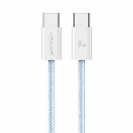 USAMS vævet USB-C kabel 60W PD opladningskabel - Blå - 1,2m