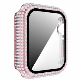 Apple Watch 1/2/3 38mm cover og panserglas m rhinsten - Pink