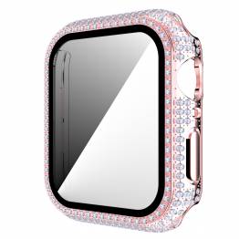 Apple Watch 1/2/3 38mm cover og panserglas m rhinsten - Pink