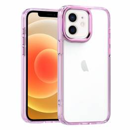 Beskyttende og gennemsigtigt iPhone 12 / 12 Pro cover - Pink kant