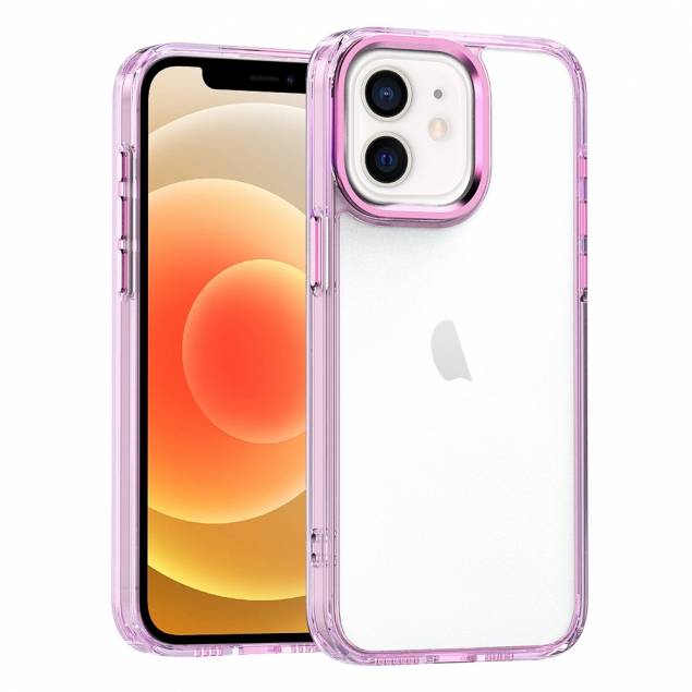 Beskyttende og gennemsigtigt iPhone 12 / 12 Pro cover - Pink kant