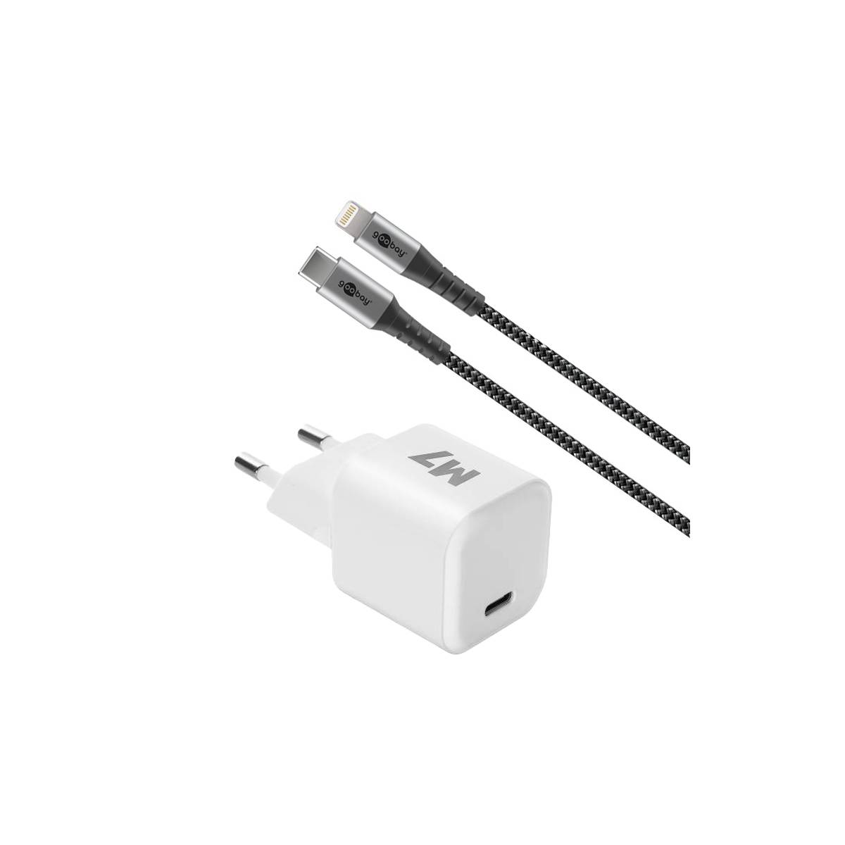 MFi USB-C til Lightning kabel 2m og M7 33W nano USB-C oplader til iPhone /iPad