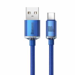  Baseus Crystal Shine hårdført vævet USB til USB-C kabel - 2m - Blå