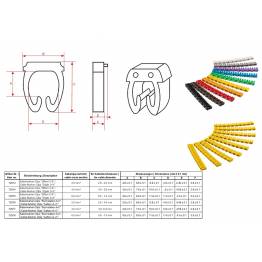  Kabel markør klip til kabler på 3,8-5,9 mm i farver - Cifre 0-9 - 10x10 stk