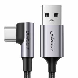 Billede af Ugreen USB til USB-C QC3.0 kabel med vinkel - 1m - Sort vævet