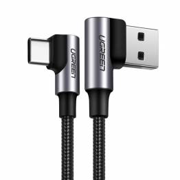 Se Ugreen USB til USB-C QC3.0 kabel med vinkel - 0,5m - sort vævet hos Mackabler.dk