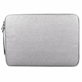  MacBook 14" sleeve i blødt Oxford stof med 3 lommer - Lys grå