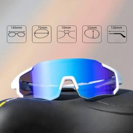  RockBros polariseret cykelbrille m etui og ramme til linser med styrke - Hvid/Blå