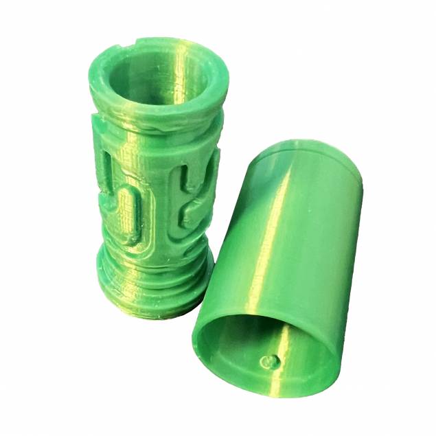Puzzlebox cylinder labyrint til pengegaver og geocaching - 3D printet - Grøn