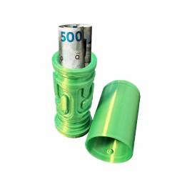 Puzzlebox cylinder labyrint til pengegaver og geocaching - 3D printet - Grøn