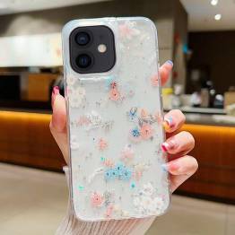 iPhone 11 beskyttende cover - Blomster og glimmerstjerner
