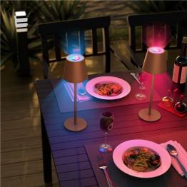  Genopladelig og vandtæt RGBW LED bordlampe m farvet lys og touch control - Bronze