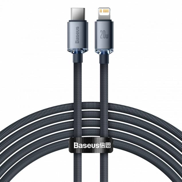 Baseus vævet USB-C til Lightning kabel - 2m - Sort/Blå