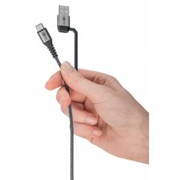  Goobay 2-i-1 hårdført vævet multikabel USB/USB-C til USB-C - 60W - 2 meter