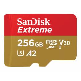 SanDisk Extreme microSDXC kort class 10 UHS-I 190MB/s 64/128/256/512GB, Hukommelses størrelse 256GB