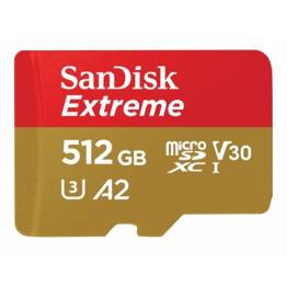 SanDisk Extreme microSDXC kort class 10 UHS-I 190MB/s 64/128/256/512GB, Hukommelses størrelse 512GB