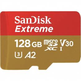 SanDisk Extreme microSDXC kort class 10 UHS-I 190MB/s 64/128/256/512GB, Hukommelses størrelse 128GB