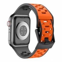  2-farvet silikone rem til Apple Watch 42/44/45/49mm - Sort/Orange