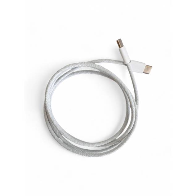 USB-C kabel med nylon vævning - 100W - 2m - Hvid