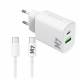 M7 20W dobbelt oplader til iPhone/iPad og 2 meter 100W PD USB-C kabel