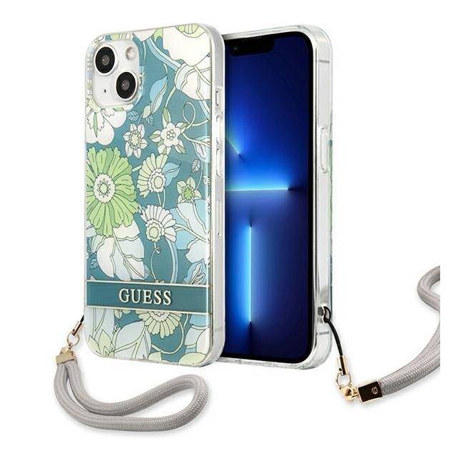 Guess GUHCP13MHFLSN iPhone 13 grøn hardcase med blomsterrem