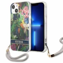 Guess GUHCP13SHFLSB iPhone 13 mini blå hard cover med blomsterrem