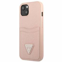  Guess iPhone 13 pink hardcase SaffianoTriangle Logo Cardslot