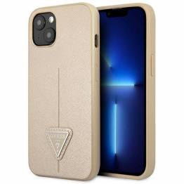 Guess iPhone 13 mini beige hardcase SaffianoTriangle Logo