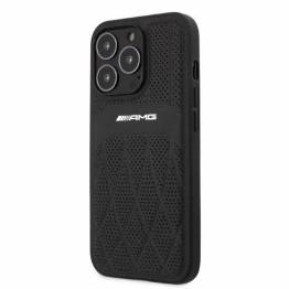  AMG Læder Buede Linjercover til iPhone 13 Pro Max - sort