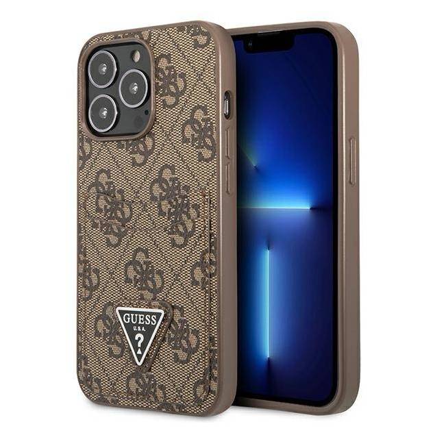 Guess 4G Triangle Logo cover med kortpladstil iPhone 13 Pro / 13 - Brun