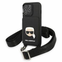 Karl Lagerfeld iPhone 13 Pro / 13 Hardcase Saffiano Metal Karl Head