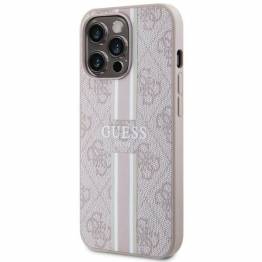  Guess iPhone 13 Pro / 13 pink hardcase 4G med striber MagSafe