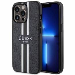 Guess iPhone 13 Pro Max sort hardcase 4G med striber MagSafe