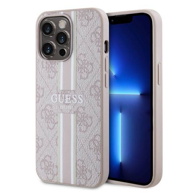 Guess iPhone 13 Pro Max pink hardcase 4G med striber MagSafe