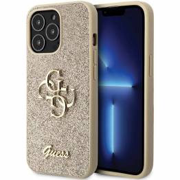 Guess cover til iPhone 13 Pro / 13 - guld glimmer skrift Big 4G