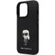 Karl Lagerfeld til iPhone 13 Pro Max - sort silikone Ikonik metal-pin