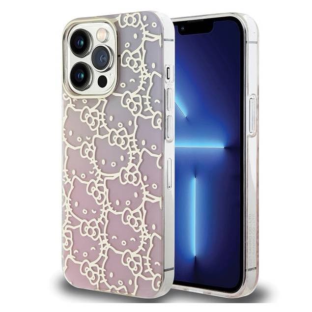 Hello Kitty IML Gradient Electrop Crowd Kitty Cover til iPhone 13 Pro / 13 - pink