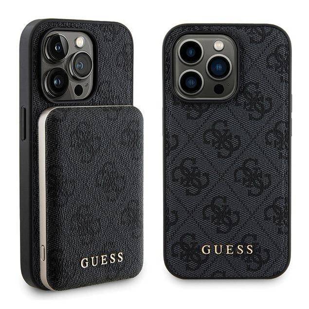 Guess 4G cover sæt til iPhone 13 Pro + 5000mAh MagSafe powerbank - sort