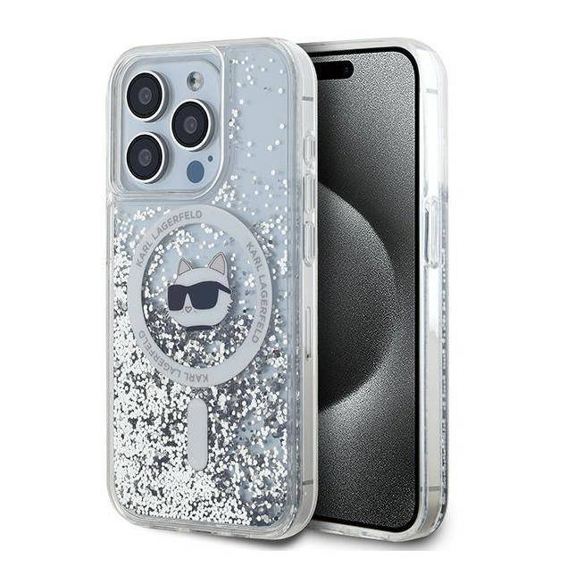 Karl Lagerfeld Liquid Glitter Choupette Head MagSafe cover til iPhone 13 Pro / 13 - gennemsigtig