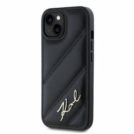  Karl Lagerfeld Diagonal Quiltet Skrift cover til iPhone 13 - sort