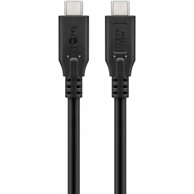 Goobay USB-C kabel 100W PD - USB4 - 40 Gbit/s - 0,5m - Sort