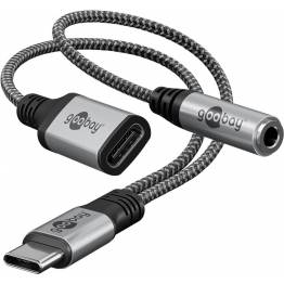 Goobay USB-C til Mini jack 3.5mm hun og USB-C hun - 60W - 17cm