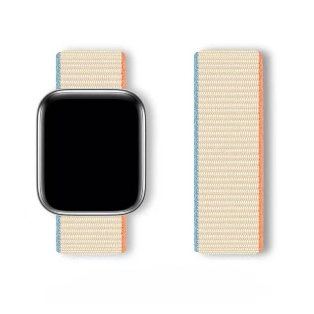 Sport nylon Loop rem til Apple Watch Ultra samt Watch 44/45/46/49mm - Beige/Blå/Orange