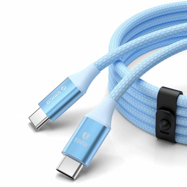 Orico USB-C 100W PD kabel med hårdfør nylon vævning - 1m - Blå