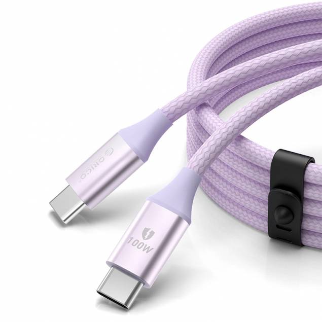 Orico USB-C 100W PD kabel med hårdfør nylon vævning - 1m - Lilla