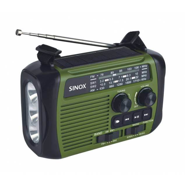 Trevi Explorer nødradio med håndsving, Bluetooth, lygte og powerbank - Grøn