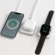 Pocket-size 3-i-1 Qi trådløs oplader - sølv