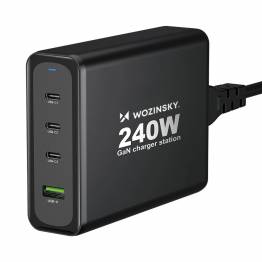 Wozinsky 240W GaN oplader med USB-A / 3 x USB-C