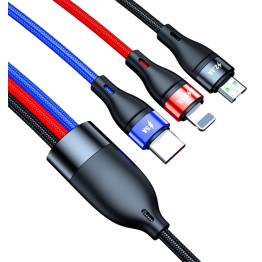  3-i-1 multi oplader kabel USB-C til Lightning, USB-C og Micro USB