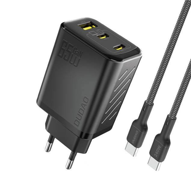 Dudao A29C 65W GaN oplader + USB-C kabel - Sort